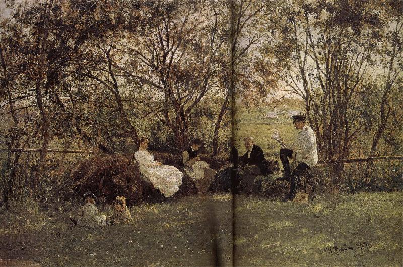 Ilia Efimovich Repin A bench in the returfing China oil painting art